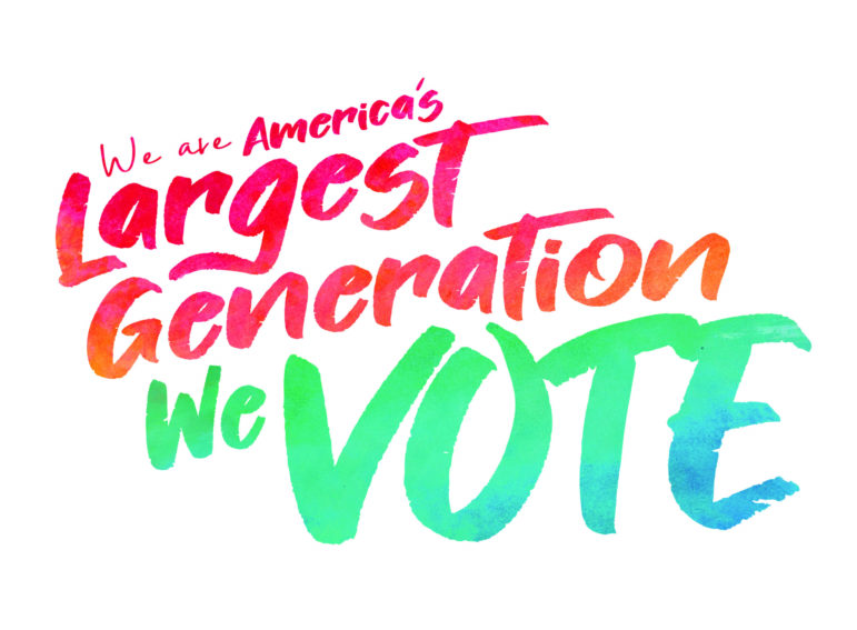 we are America's largest generation we vote white background